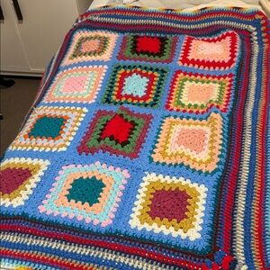Vintage Afghan Colorful Crochet Throw